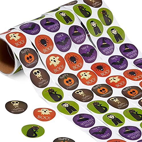 TWIDDLERS Sticker für Kinder zu Halloween - Aufkleber Rolle mit 600 Halloween Stickern für Partytüten & als Mitgebsel