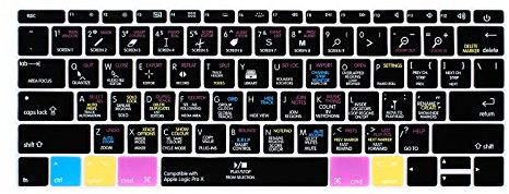 HRH Logic Pro X Hotkey Silikon-Tastaturabdeckung für MacBook Pro 13 Zoll A1708 A1988 No Touch Bar 2018 2017 2016 Release und für MacBook 12 Zoll A1534 (2015) & A1931 (2018) USA Layout Schutzhülle