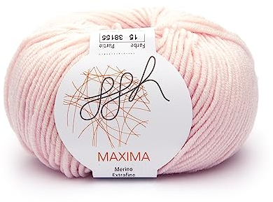 ggh Maxima - 100% Merinowolle extrafein und superwash - Lauflänge 110m auf 50g - Nadelstärke 4-5 - Wolle zum Stricken oder Häkeln - Farbe 015 - Apricot