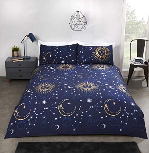 Rapport Home Celestial Duvet Cover Bed Set, Polycotton, Navy, King