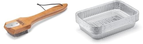 Brosse Weber avec Manche en Bois - Petit modèle & 6415 Lèchefrites Barquette Aluminium - Lot de 10