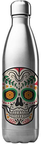 Bouteille Gourde - Performance isotherme - acier inox - 500 ml - Illustration Tête de mort sull - France (N°6)