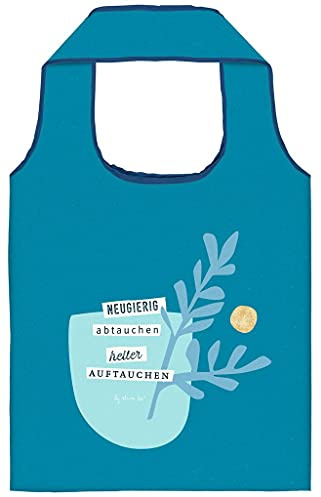 moses. Shopper Neugierig | Faltbare Einkaufstasche aus 100% recyceltem PET | Shopper -Beutel für Einkäufe, Büro oder Uni | Blau