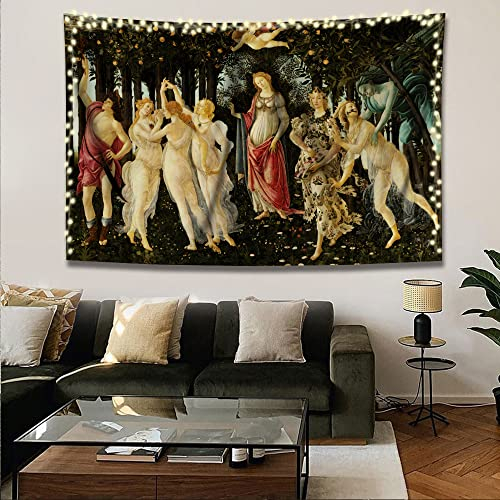 INVIN ART Tapisserie Wandbehang Kunst Wohnkultur La Primavera Allegorie des Frühlings 1482 von Sandro Botticelli Kunstdruck Gemälde für Wohnzimmer Schlafzimmer Badezimmer Wohnheim