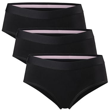 DANISH ENDURANCE Culottes en Coton Bio Stretch, Culottes Douces et Confortables, pour Femme, Lot de 3, Noir, 2XL