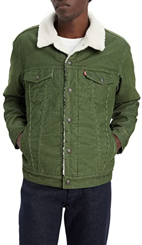 Levi's Men's Type 3 Sherpa Trucker Denim Jacket, Sea Moss Cord Trucker, XS