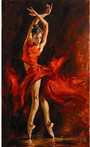 Yuefa Art Belles Peintures Femme Flamenco Danseuse Espagnole Rouge Moderne Oeuvre Dame Toile Photo Pour Chambre Mur Chambre Décor 80x150cm (31x59in) Sans Cadre