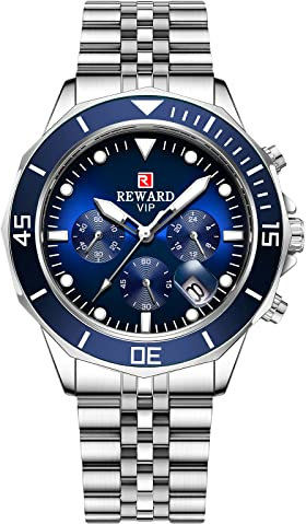 rorios Herren Uhren Wasserdicht Analog Quartz Uhren mit Edelstahl Armband Chronograph Business Uhren für Männer Herren