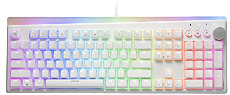 i-rocks K71M Mechanische Gaming-Tastatur mit Medien-Regler (Gateron Blue Switches, Weiß)