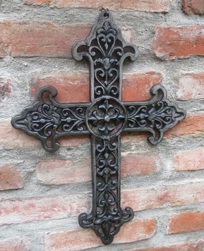 Generisch KREUZ KRUZIFIX GARTENRUINE FRIEDHOF GUSSEISEN 43cm ANTIK NOSTALGIE WANDDEKO NEU