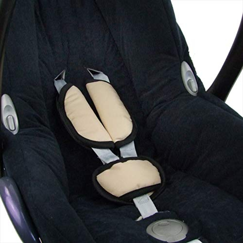 BAMBINIWELT Gurtpolster Set universal für Babyschale Autositz kompatibel z.B. mit Maxi Cosi Cybex (beige)