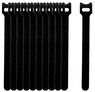 Yesmin 52 Pcs Reusable Cable Ties - Black Color Hook & Loop Straps for Computer, Electronics & Home Office Wire Management