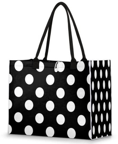 Bolsa de playa de lunares negros para mujer, bolsa grande con bolsillo, reutilizables, para viajes, gimnasio, salida, piscina, picnic, compras, multicolor