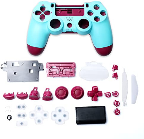 HUAYUWA Custodia per gamepad in plastica (blu baia) con pulsanti di ricambio per PlayStation 4 Pro 5.0 JDS-050 JDS-055 JDM-050 JDM-055 (V2)