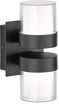 WOFI Außenleuchte, Outdoor Line Aris 2-flammig, Schwarz, LED, Wandleuchte