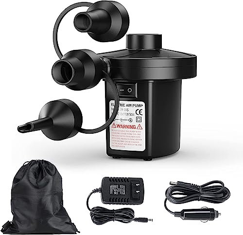 Electric Air Pump for Inflatables,Portable Quick-Fill Air Pump with 3 Nozzles,240V AC/12V DC,Inflator & Deflator Pumps for Outdoor Camping,Air Mattress Beds,Boats,Inflatable Cushion,Couch,Pool Floats