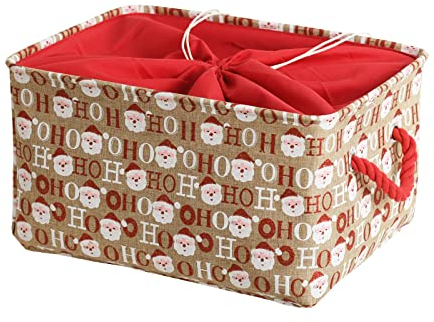 INough Weihnachtskörbe für Geschenke, faltbare Weihnachtsmann-Aufbewahrungskörbe mit Griffen, helle und festliche Geschenk-Aufbewahrungsbehälter für Weihnachten für Baby/Kinderzimmer/Kinderzimmer