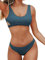 CUPSHE Damen Bikini Set U Ausschnitt Cut Out Low Waist Sporty Bademode Zweiteiliger Badeanzug Swimsuit Steinblau S