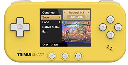 Myso TRIMUI SMART - Consola de juegos retro de mano, más de 5000 juegos, pantalla de 2.4 pulgadas, Linux, amarillo