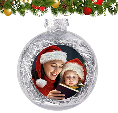 Personalisierte Foto Weihnachtsbaumschmuck, runde Foto Ornament, Weihnachtskugel Ornamente, Klassische Weihnachtsdekorationen, Glänzende Schneeflocke Benutzerdefinierte Foto