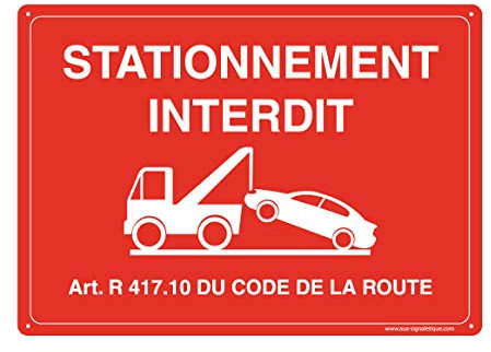 AUA SIGNALETIQUE - Panneau Signalétique en PVC Rigide et Compacte 1.5 mm. (280 x 200 mm, Stationnement Interdit)
