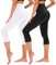 TNNZEET 3/4 Leggings Damen Capri Leggins für Sport, 7/8 Sporthose High Waist Caprihose Große Größen Sportleggings für Gym(Schwarz/Weiß,S-M)