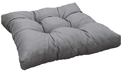 NYVI Loungekissen SmartLounge 1x Sitzkissen 60x60 cm Hellgrau - Wasserabweisende Auflagen für Indoor und Outdoor - Stuhlkissen für Rattanmöbel und Gartenmöbel
