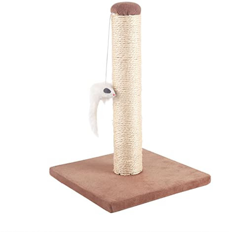 Nobleza - Poste rascador para Gatos de sisal con Juguete. Pequeño, Color Marrón, y Alfombrilla Rascadora para Gatos De Sisal Natural