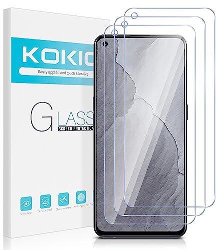 Kokio Cristal Templado para Realme GT Master Edition 5G, Antiarañazos, Antihuellas, Sin Burbujas, Dureza 9H, Ultra Resistente, HD Transparente, 3 Piezas Protector de Pantalla para Realme GT Master