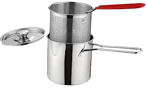 WOONEKY 1 Juego De Freidora De Acero Inoxidable Sartén De Acero Inoxidable Olla Freidora De Pavo Sartén De Acero Inoxidable Cesta De La Freidora De Pavo Cestas para Freír Profundas