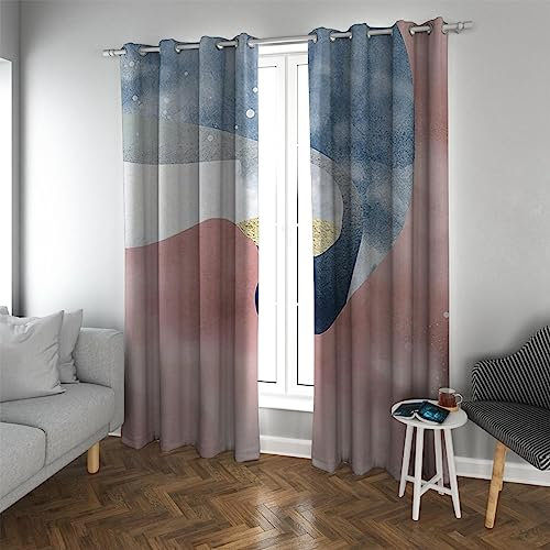 LEFEDA Moderne Verdunkelung Vorhänge Bunte Whirlpool Wellen Muster Wärmeisoliert mit Ösenfenstervorhängen für Wohnzimmer Schlafzimmer 2 Paneele 2xB132xH245cm