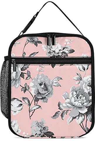 Lawenp Fiambrera aislada Vintage rosas tulipanes almuerzo nevera bolsa primavera flores reutilizable térmica comida contenedor Tote para trabajo viaje Picnic