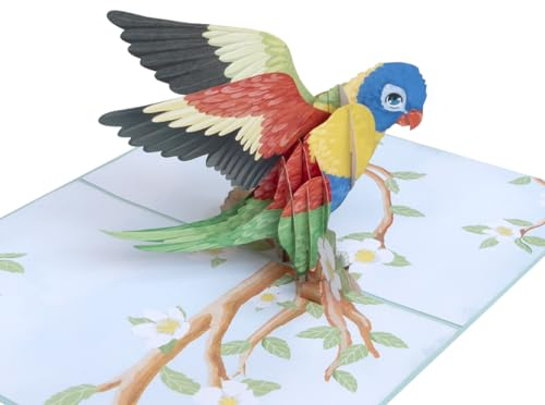 Sweetpopup® Pop-Up Karte Papagei – 3D Geburtstagskarte Vogel - Farbenfrohe Glückwunschkarte für Geburtstag, Muttertag, Vatertag & besondere Grüße | Geldgeschenk & Gutschein für Naturfreunde – 184