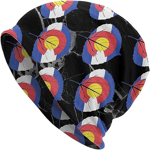 934 Winter Beanie Mütze Aspen Leaf Colorado Flag Beanie Strickmütze Unisex Cuffed Plain Hat Einstellbare Strickmütze Für Skifahren Sports Geschenke