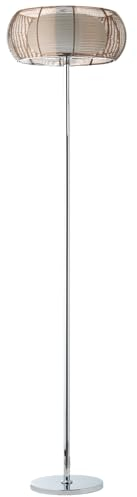 Lightbox moderne Stehlampe - 162 cm Höhe, Ø 43 cm - dekorative Stehleuchte mit matter Glas Abdeckung & Gitter Schirm & Schalter - 2 x E27, max. 30 W - aus Metall/Glas - in Bronze/Chrom