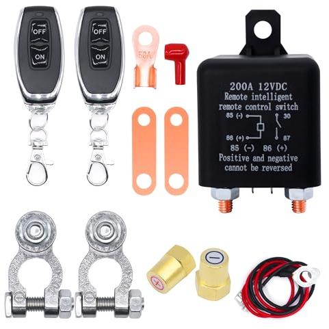 HISports 12V Coupe Circuit Batterie,Coupe Circuit de Voiture Anti Vol Empêche La Décharge de La Batterie,Antivol Coupe Batterie pour Voiture Bateau Camion bateau,Distance de Contrôle