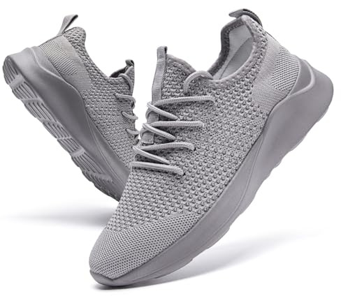 DLWKIPV Mens Trainers Slip On Sneakers Breathable Cushioned Dark Gray 6