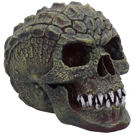Nemesis Now Reptillian Skull Ornament, Resin, Green, 13cm