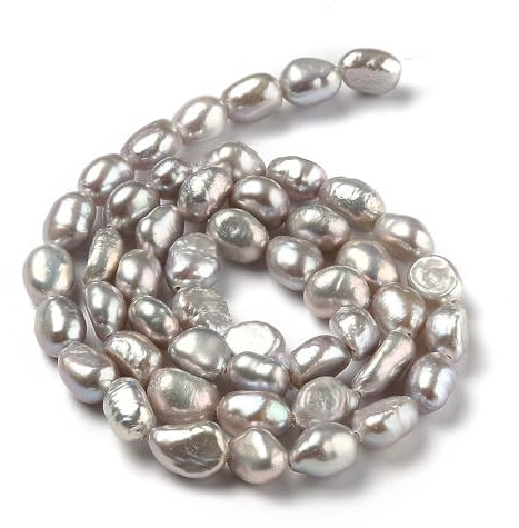 Beadthoven Natürliche Süßwasser-Zuchtperlen, Sienna-Reis, Grau, Barock-Süßwasserperlen für Bastelarbeiten, Schmuckherstellung, Loch: 0,5 mm