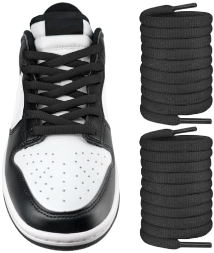 UamGlsob Lacets Plats Ovales de 8 mm pour Chaussures Nike Dunk SB Low Retro, épais et Résistants pour Sneakers de Basket (Black, 90cm)
