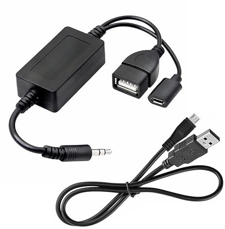 Bolwins P14S 3,5-mm AUX auf USB-A Audiokabel mit Micro-USB Stromversorgung – Inkl. Micro-USB auf USB-A Kabel und integriertem Audio-Decoder für hochwertige Musikwiedergabe von USB-Sticks