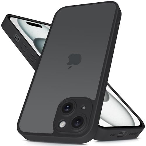 Mootobo for iPhone 15 Case 6.1 inch, Matte Shockproof Bumper Phone Cover, Military-Grade Protection 360°Full Body Frosted Translucent Back Anti-Fingerprint Phone Case for iPhone 15 - Black