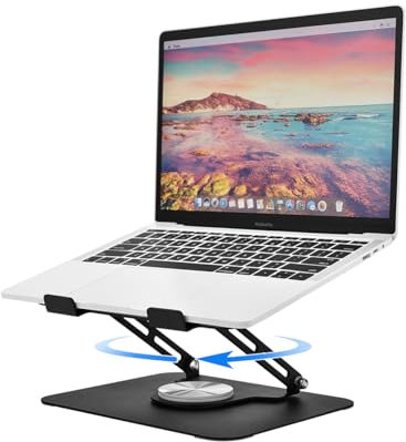LEEPONE Laptop Stand for Desk, Adjustable Computer Stand with 360° Rotating Base, Laptop Riser Compatible with MacBook Air/Pro, Dell, HP, Lenovo and All 10-17'' Laptops