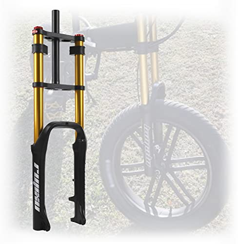 Forcella per Bici 20x4.0'' Fat Bike Forcelle Ammortizzate da Viaggio 110mm Air MTB Forcella Doppia Spalla Ritorno Regolabile 1-1/8 Forcella Anteriore Dritta per Bicicletta Freno a Disco a sgancio r