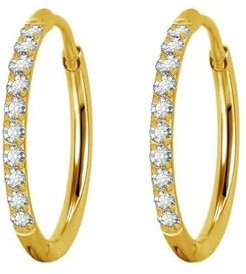 Creolen Edelstahl, Creolen Gold Kreis mit Zirkonia Ohrringe Damen 10 x 1.6 mm