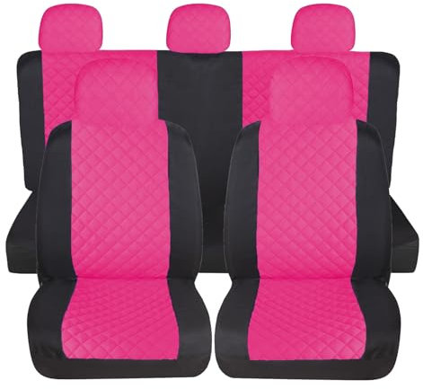 Susy Shop Coprisedili Auto Universali, Anteriori e Posteriori, Compatibilità Universale Montaggio Semplice (A23-Set Completo, Rosa)