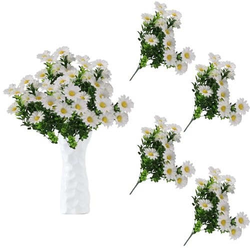 astylishome Fake Flowers Künstliche Weiß Handwerk Gerbera Daisy Gänseblümchen Stoff Blumen Hochzeit Party Tisch Scatters Konfetti DIY Scrapbook Zubehör Dekoration 0605
