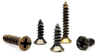 AQXYWQLL 200 Stück M2 M2.6 M3 Gold Silber Bronze Schwarz Länge 4-16mm 4-farbiger Stahl Cyoss Flacher Senkkopf Selbstschneidende Holzschraube(Antique brass,2x8mm)