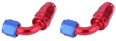 2Pcs Hose End Fitting, AN10 90 Degree Fuel Line Hose End Swivel Fitting Oil Cooler Adapter Blue and Red Color Anodized