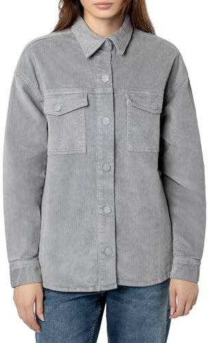 Eight 2 Nine Damen Cord Hemdjacke – Lässige Cordjacke mit Knopfleiste Light-Grey XS